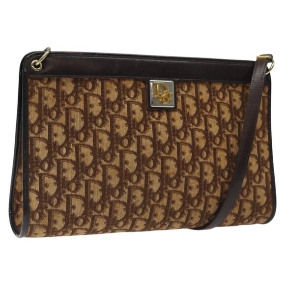 Christian Dior Trotter Canvas Shoulder Bag Brown